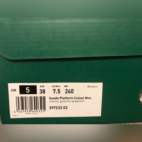 Puma Suede Platform Cutout Silver Mist Grape Sneakers - Picture 5 of 5